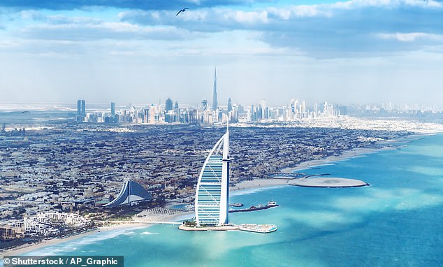 Marcus had travelled with his family to celebrate his father¿s birthday when he met the girl, who was holidaying in the same hotel with her family. Pictured: The Dubai seaside skyline
