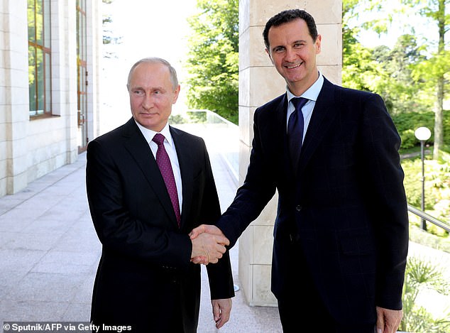 Syrian president Bashar al-Assad with Vladimir Putin in 2018. Russia was Assad's key ally during Syria's long civil war and they helped maintain his family's brutal dynasty