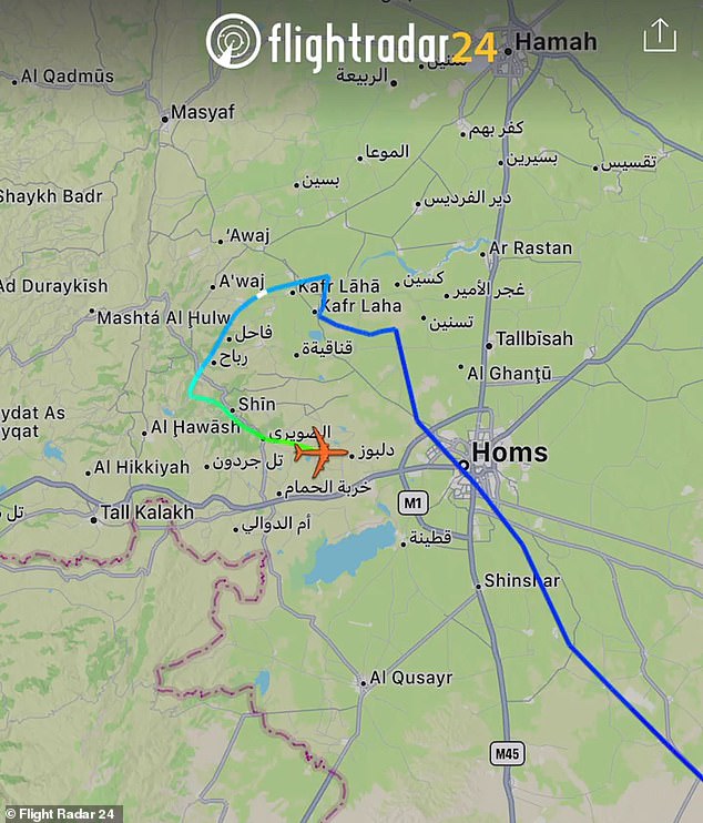 The plane then appears to make a U-turn before vanishing off the map