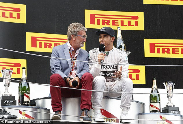Jordan with Lewis Hamilton at the Spanish Formula One Grand Prix in 2014