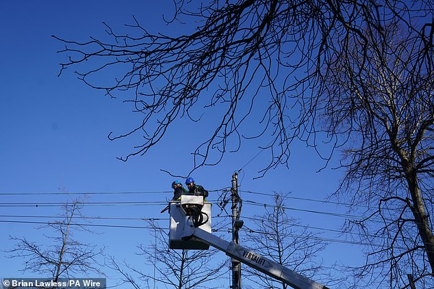 Networks crew working to restore power in Avoca Avenue in Blackrock, co Dublin