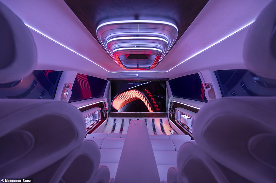 As well as watching TV or a movie, for those stressed out after a long day in the board room, the entertainment setting can be flicked to 'Relax' model, which plays soft music while a calming landscape gentle moves across the cinema screen