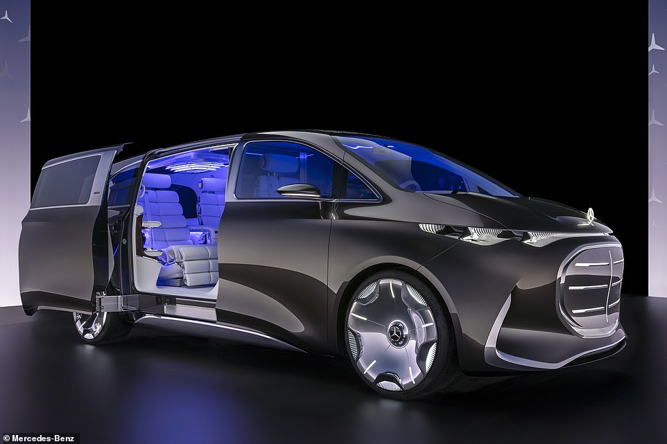 Mercedes has declared the 'dawn of a new era' for luxurious limousines as it previewed its electric Vision V people carrier overnight at the Shanghai Motor Show