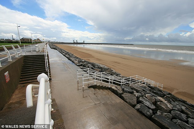 His family previously said he jumped off the pier with friends in high tide in what is said to be a local end-of-school-year tradition to celebrate the end of GCSE exams (pictured: Aberavon beach)