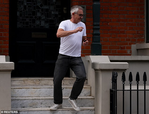 Gary Lineker outside his home in London yesterday following news of his departure from the BBC