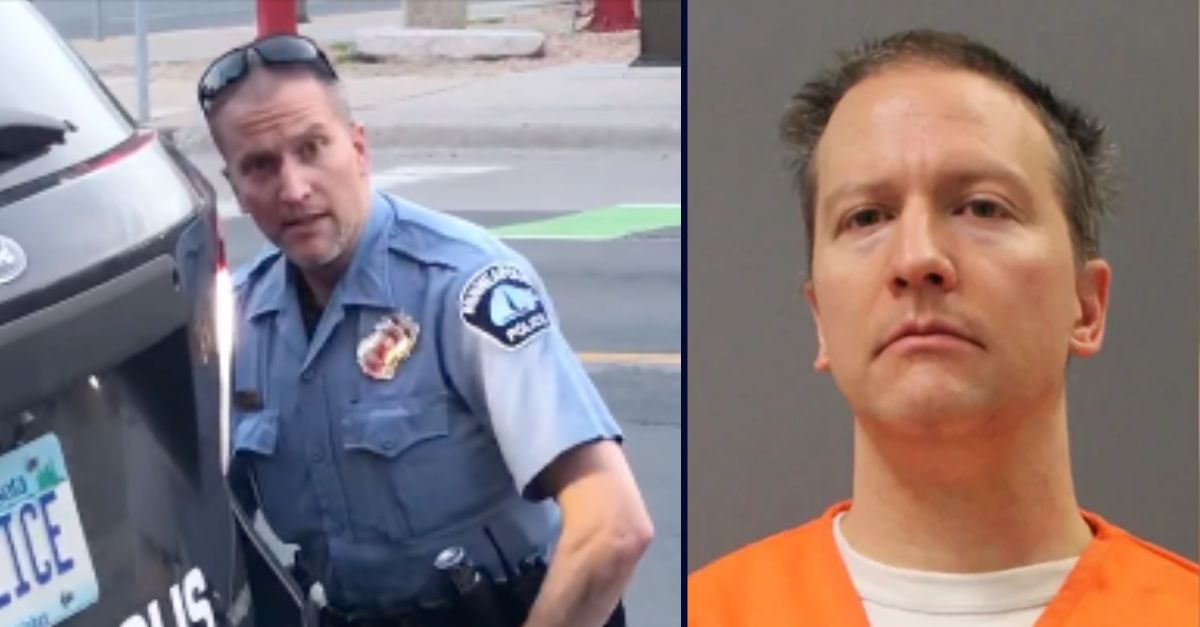 Left: Derek Chauvin is seen restraining George Floyd, who died in Chauvin