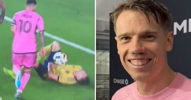 Robert Taylor reacts to 'insane' Lionel Messi skill after Inter Miami star chipped the ball over injured player on the ground in win over Real Salt Lake City: 'I couldn't believe he did that'