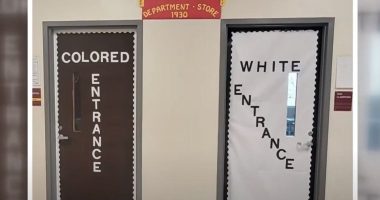 Teachers to be retrained over black history lesson with 'colored' and 'white' entrances at North Carolina high school