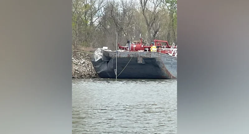 Barge crashes into Oklahoma bridge over the Arkansas River in on Saturday
