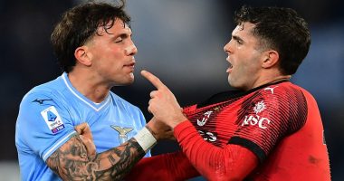 Christian Pulisic receives death threats from rival fans after AC Milan's heated win over Lazio that saw the American involved in two of his opponent's three red cards