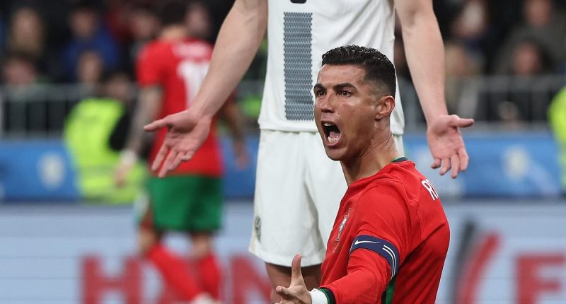 Cristiano Ronaldo fumes as he leaves the pitch following Portugal's 2-0 loss away to Slovenia, as goals from Adam Cerin and Timi Elsnik end Roberto Martinez's 11 game winning streak