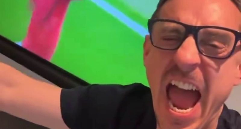 Gary Neville's wild reaction to Amad Diallo's last-gasp FA Cup winner for Man United goes viral, as club legend screams his lungs out following 121st-minute goal against rival Liverpool