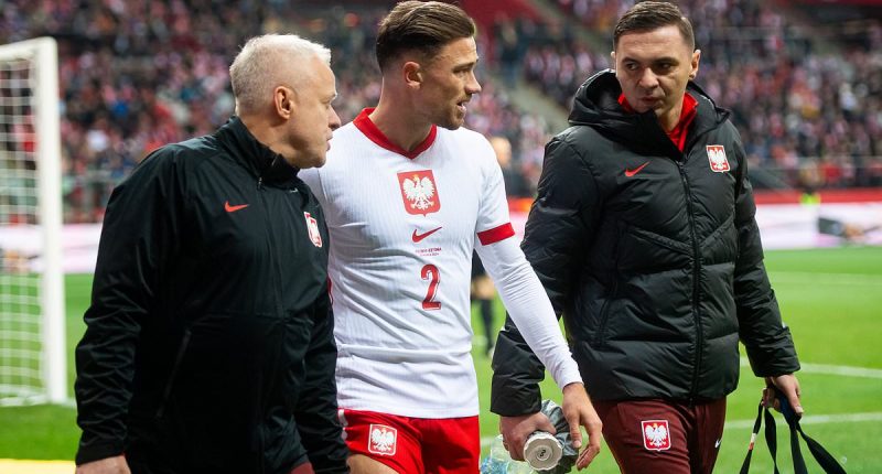 Matty Cash picks up a suspected hamstring injury after just 10 MINUTES on the pitch in Poland's 5-1 rout of Estonia... with Aston Villa defender's role in Tuesday's Euro 2024 play-off final against Wales in doubt