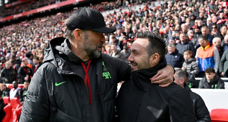 Brighton manager Roberto De Zerbi is not a top candidate to replace Jurgen Klopp as Liverpool's manager, as the club looks at other options.