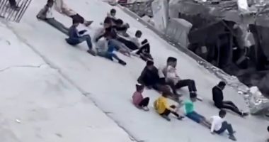 Children playing on Eid use destroyed Gaza mosque as a slide | Israel War on Gaza