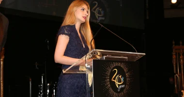 Alicia Alicia Kozakiewicz speaking at an event