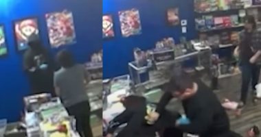 Fed up with burglaries, gaming store workers wrestle alleged thief to the ground in California
