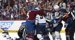The Colorado Avalanche and the Winnipeg Jets entered a buzzer brawl in which Brenden Dillon got his hand cut open.