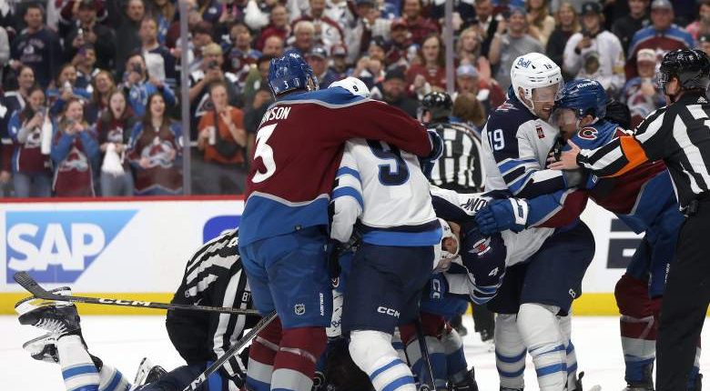 The Colorado Avalanche and the Winnipeg Jets entered a buzzer brawl in which Brenden Dillon got his hand cut open.