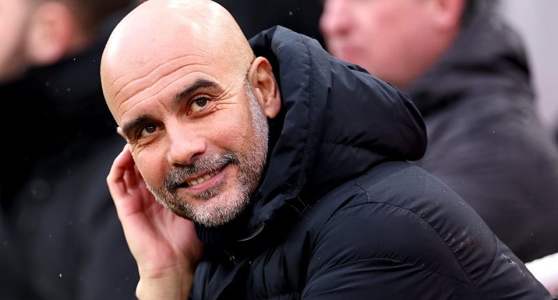 Pep Guardiola jokes about supporting Man United while they face Liverpool, as a victory for Erik ten Hag's team could help Man City in the race for the Premier League title.