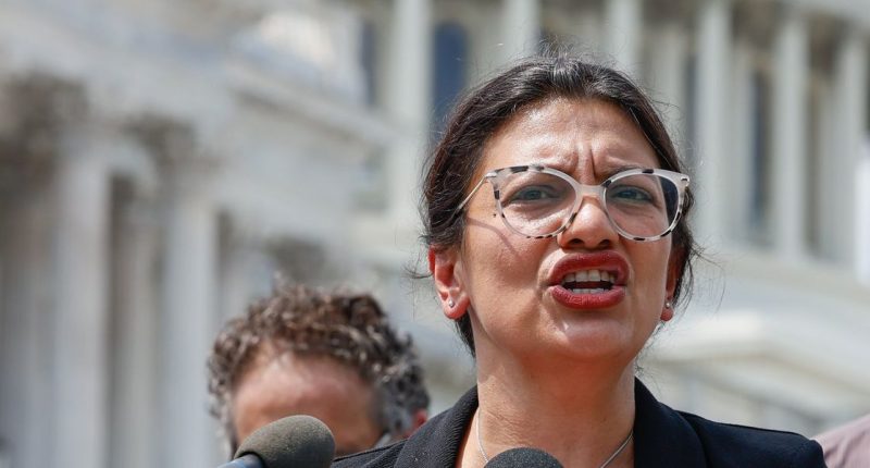 Rashida Tlaib flips out when asked to condemn 'Death to America' chants by anti-Israel protesters in her district