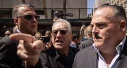 Robert De Niro's onscreen tough-guy persona appears to emerge amid verbal fisticuffs with Trump supporters in NYC