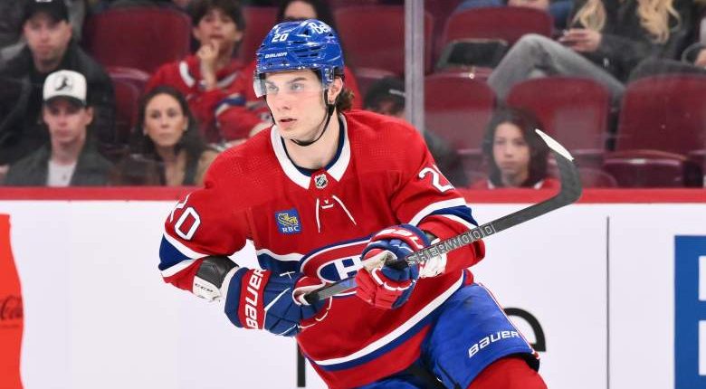 Juraj Slafkovsky #20 of the Montreal Canadiens
