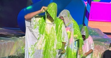 From left: Braden, Brianna and Brooklyn after getting slimed