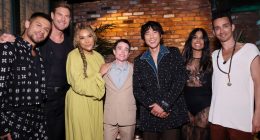 David Castañeda, Tom Hopper, Emmy Raver-Lampman, Elliot Page, Justin H. Min, Ritu Arya and Robert Sheehan attend the after party for Netflix