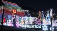 All is bright! Family switch on giant Christmas display including 80,000 lights and 3,000 ornaments