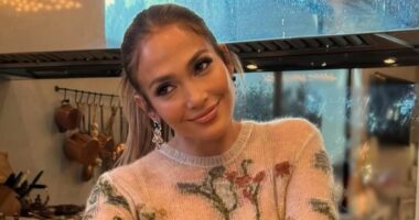 J Lo's solo Thanksgiving snap: Jennifer Lopez beams as she poses with a turkey - while Ben Affleck puts on a cosy display with his ex-wife Jennifer Garner