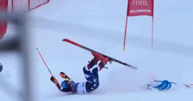 Mikaela Shiffrin is alert and being evaluated after crashing in final run of World Cup giant slalom