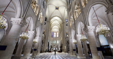 Notre Dame Cathedral unveils its new interior 5 years after devastating fire in Paris, France