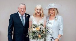 Mrs Sundgren with her parents (pictured) on her wedding day in 2017