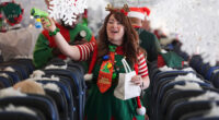 Flight takes kids to visit Santa at North Pole scene in transformed Denver airport hangar