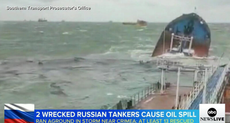 Oil spill in Kerch Strait after two Russian oil tankers seriously damaged in storm