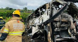 At least 38 dead in horror crash after bus ‘blows a tyre’ and ploughs into lorry sparking deadly inferno in Brazil