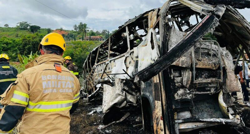 At least 38 dead in horror crash after bus ‘blows a tyre’ and ploughs into lorry sparking deadly inferno in Brazil