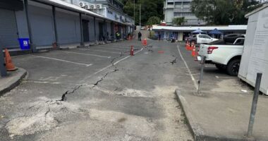 A view of destruction as search and rescue operations continue following a powerful 7.3-magnitude earthquake, which killed at least six people and caused extensive damage to buildings and infrastructure, in Port Vila, Vanuatu on December 17, 2024. (Photo by Tim Cutler X Account/Anadolu via Getty Images)