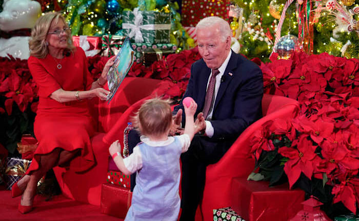 Biden and the first lady bring holiday cheer to patients and families at a children's hospital