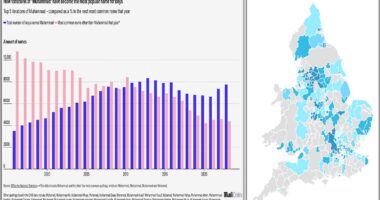 Britain's changing names: How variations of Muhammad became the UK's favourite name over the past 30 years - and now account for one in every 40 boys