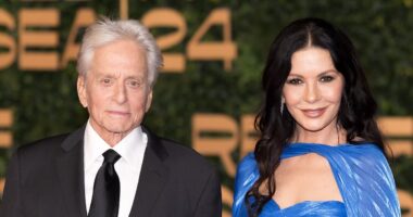 Catherine Zeta-Jones, 55, is a vision in dazzling royal blue gown as she puts on a loved-up display with husband Michael Douglas, 88, at opening ceremony of The Red Sea International Film Festival