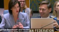 Chilling moment creepy Russia diplomat grins at UN as he hears story of mum & 3 daughters killed by Putin’s missiles