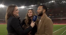 Chrissy Teigen blasts 'n**s and t***s' as she is criticised for 'clueless' interview after wearing Chelsea shirt to attend Arsenal vs Ipswich Town match with John Legend and kids