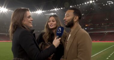 Chrissy Teigen blasts 'n**s and t***s' as she is criticised for 'clueless' interview after wearing Chelsea shirt to attend Arsenal vs Ipswich Town match with John Legend and kids