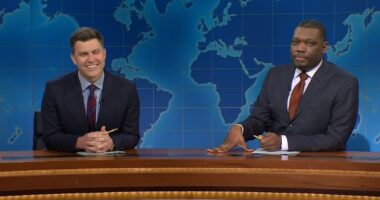 Colin Jost's stunned reaction as SNL audience CHEERS for very awkward reason