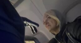 Delta stowaway is seen in new video begging flight attendants not to 'send her back to America' from Paris - as it's revealed she's Russian