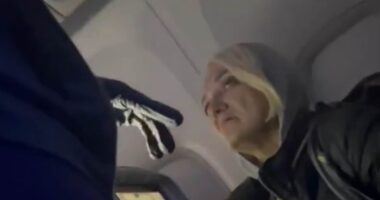 Delta stowaway is seen in new video begging flight attendants not to 'send her back to America' from Paris - as it's revealed she's Russian