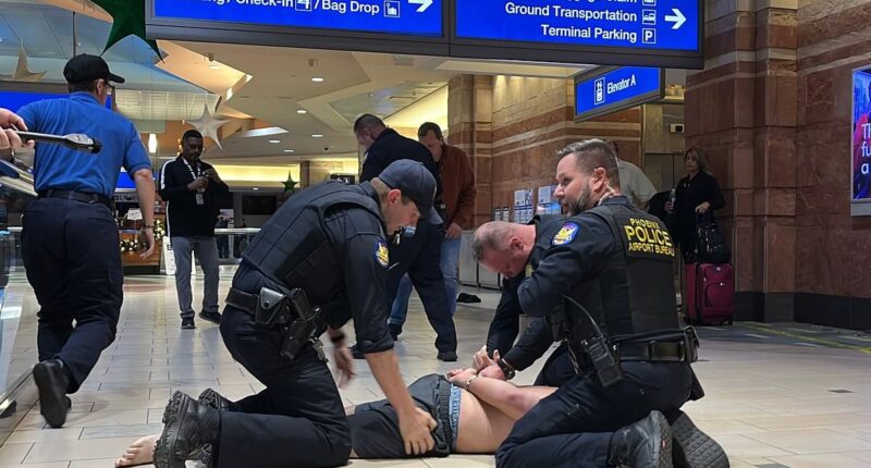 Dramatic moment armed vigilante is arrested at Phoenix Airport after shooting that left several injured