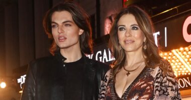 Elizabeth Hurley stuns in semi-sheer gown as she joins son Damian, leggy Lily Collins as well as Vogue boss and rumoured show inspiration Anna Wintour at star-studded premiere of The Devil Wears Prada: The Musical in London